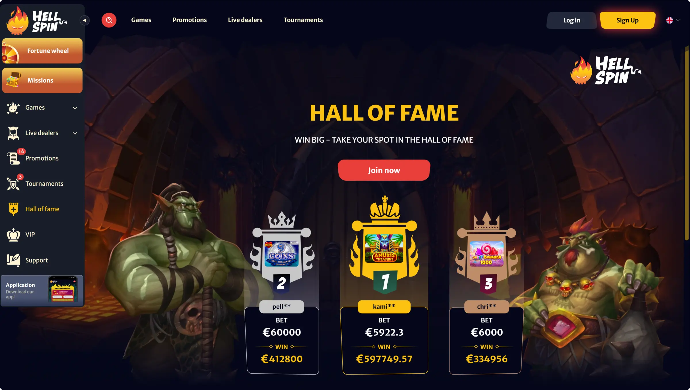 HellSpin Kuulsuste Hall